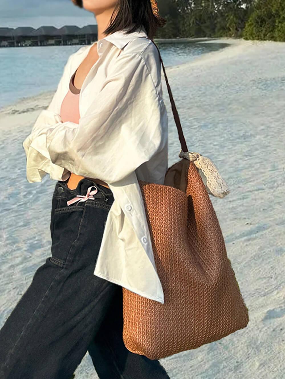 Soleil Sac – Bolso ovalado de rafia