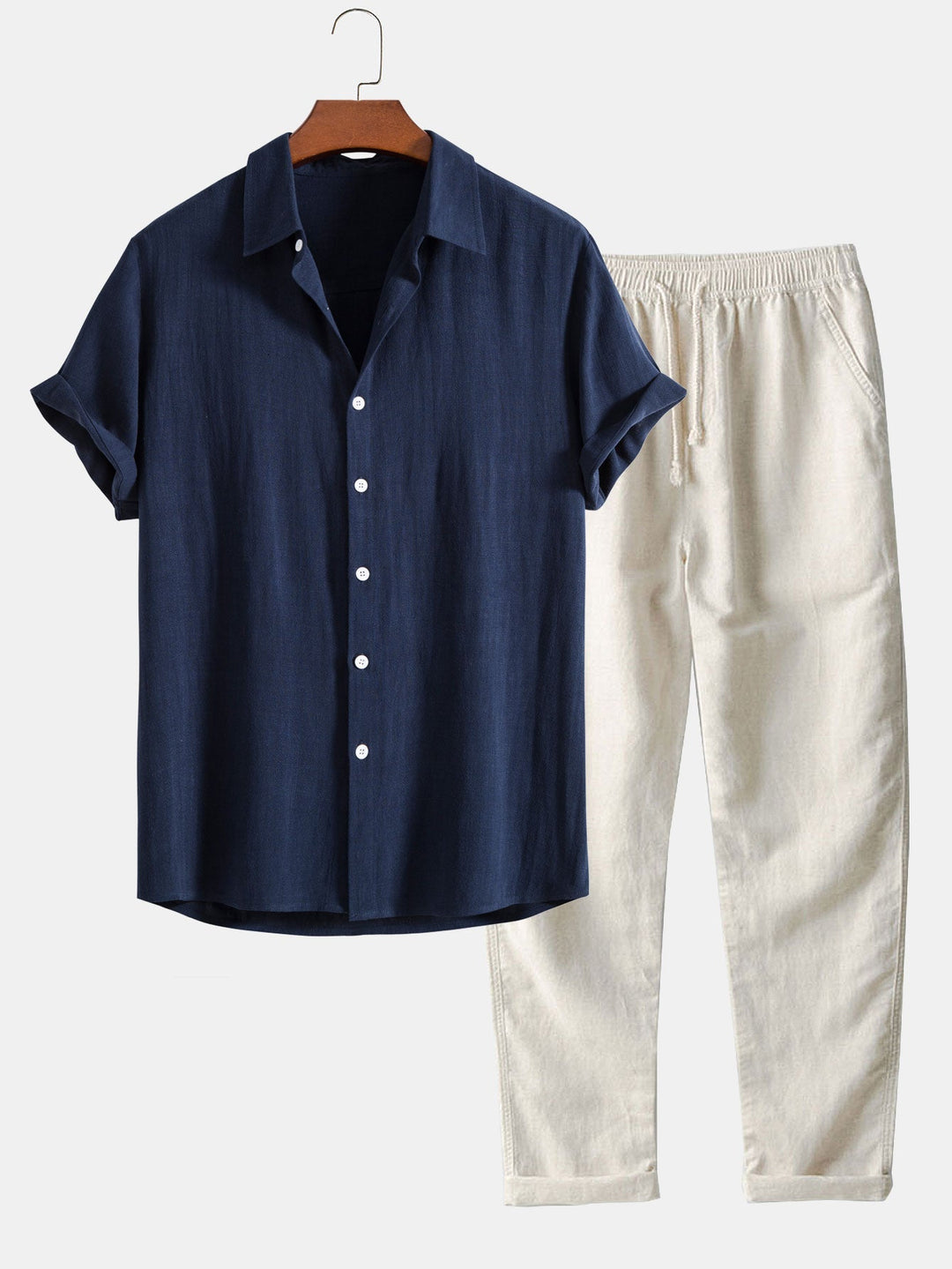 Leo – Conjunto Casual con Polo y Pantalón de Lino para Hombre