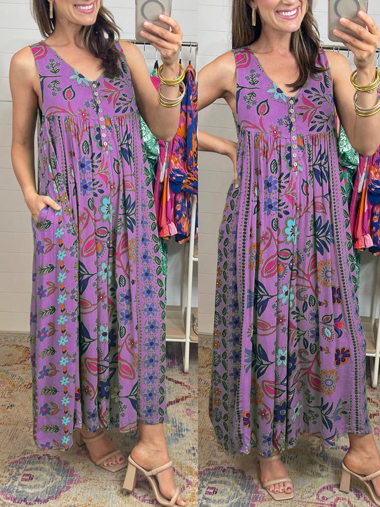 Vintage Floral – Mono sin mangas con estampado floral