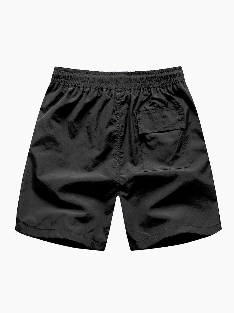 Camisa de Botón con Estampado Geométrico Atómico y Pantalones Cortos de Baño