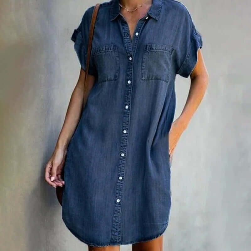 Ameline – Vestido vaquero elegante con efecto vientre plano