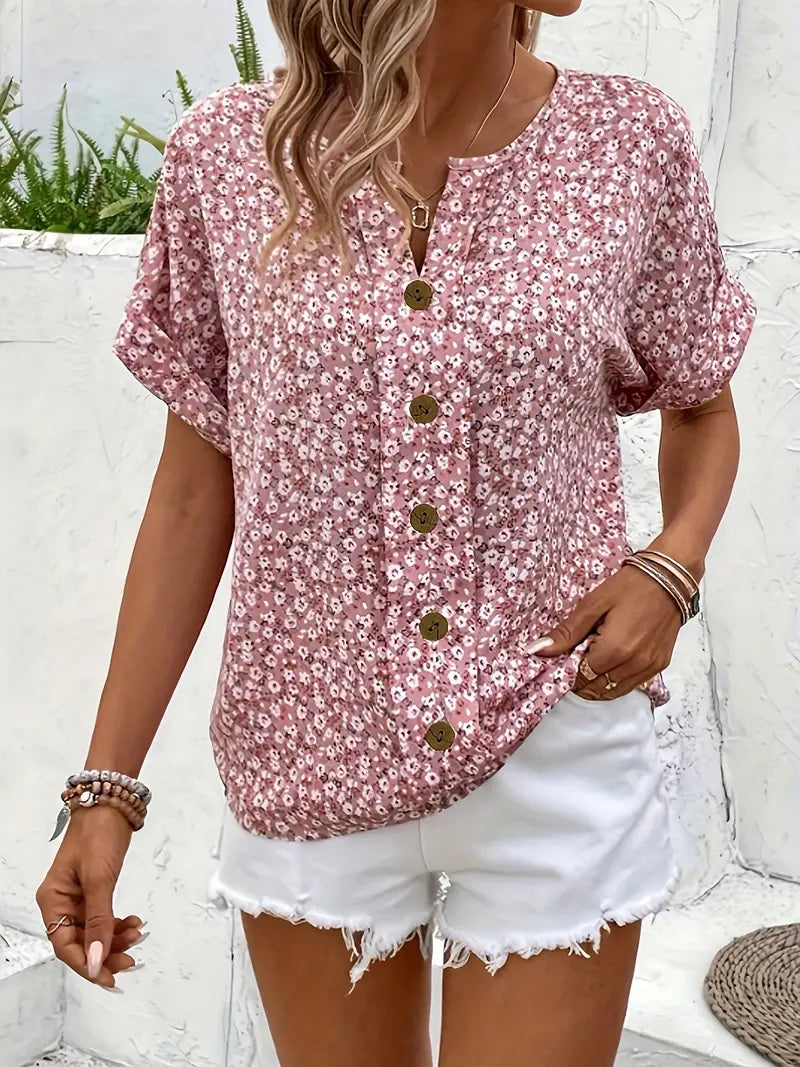 Charis – Blusa floral abotonada