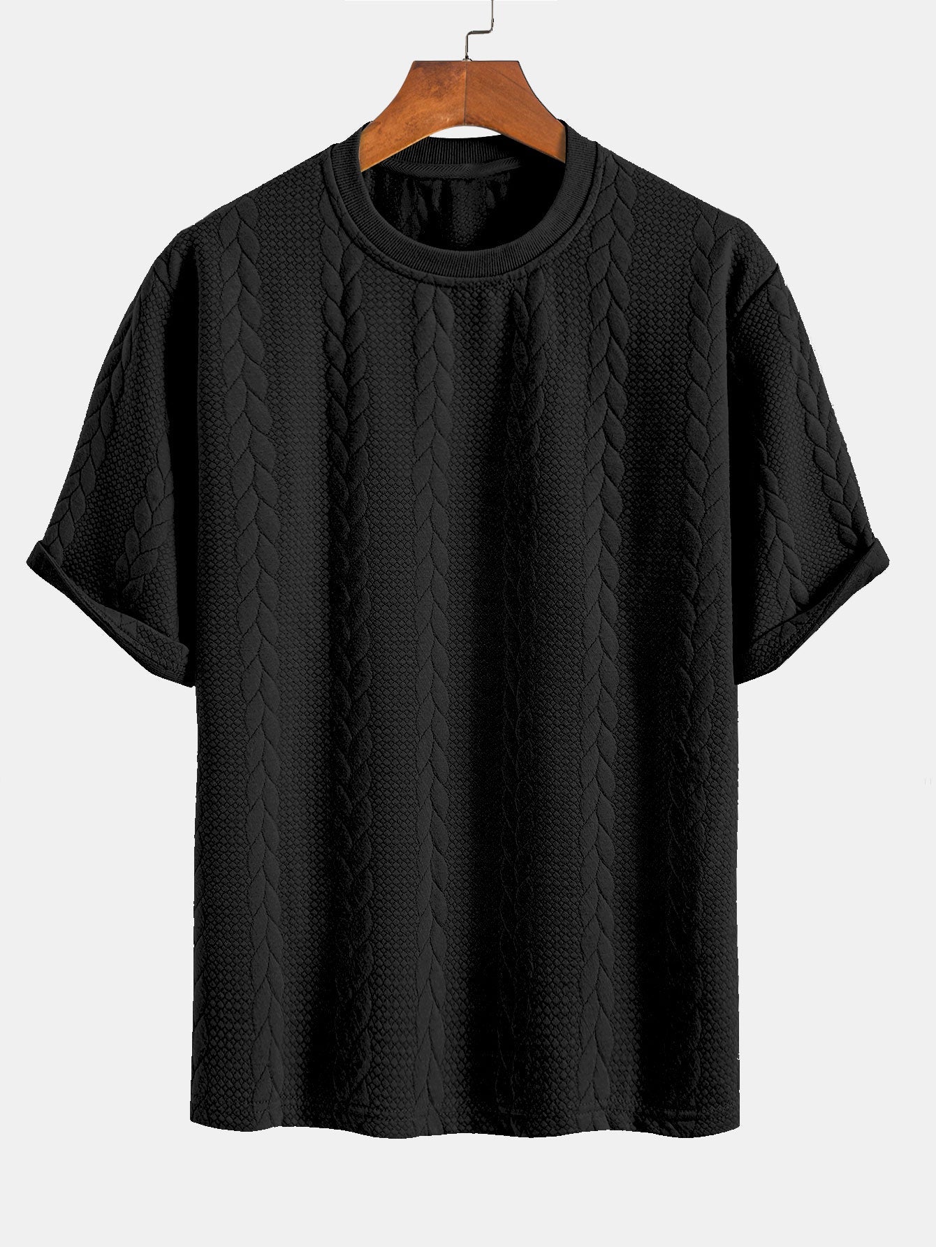 Camiseta y pantalones cortos de jacquard retorcido de manga media de corte relajado