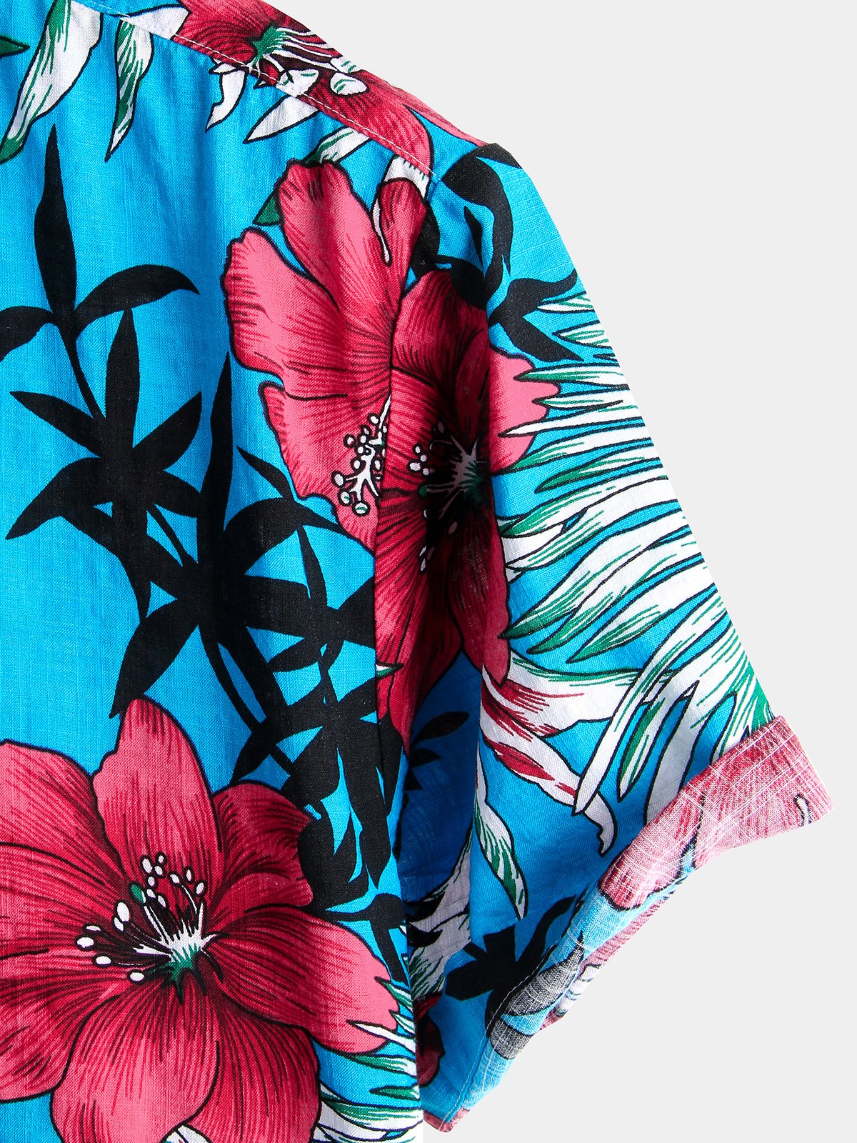 Camisa de algodón puro para hombre con estampado festivo hawaiano,