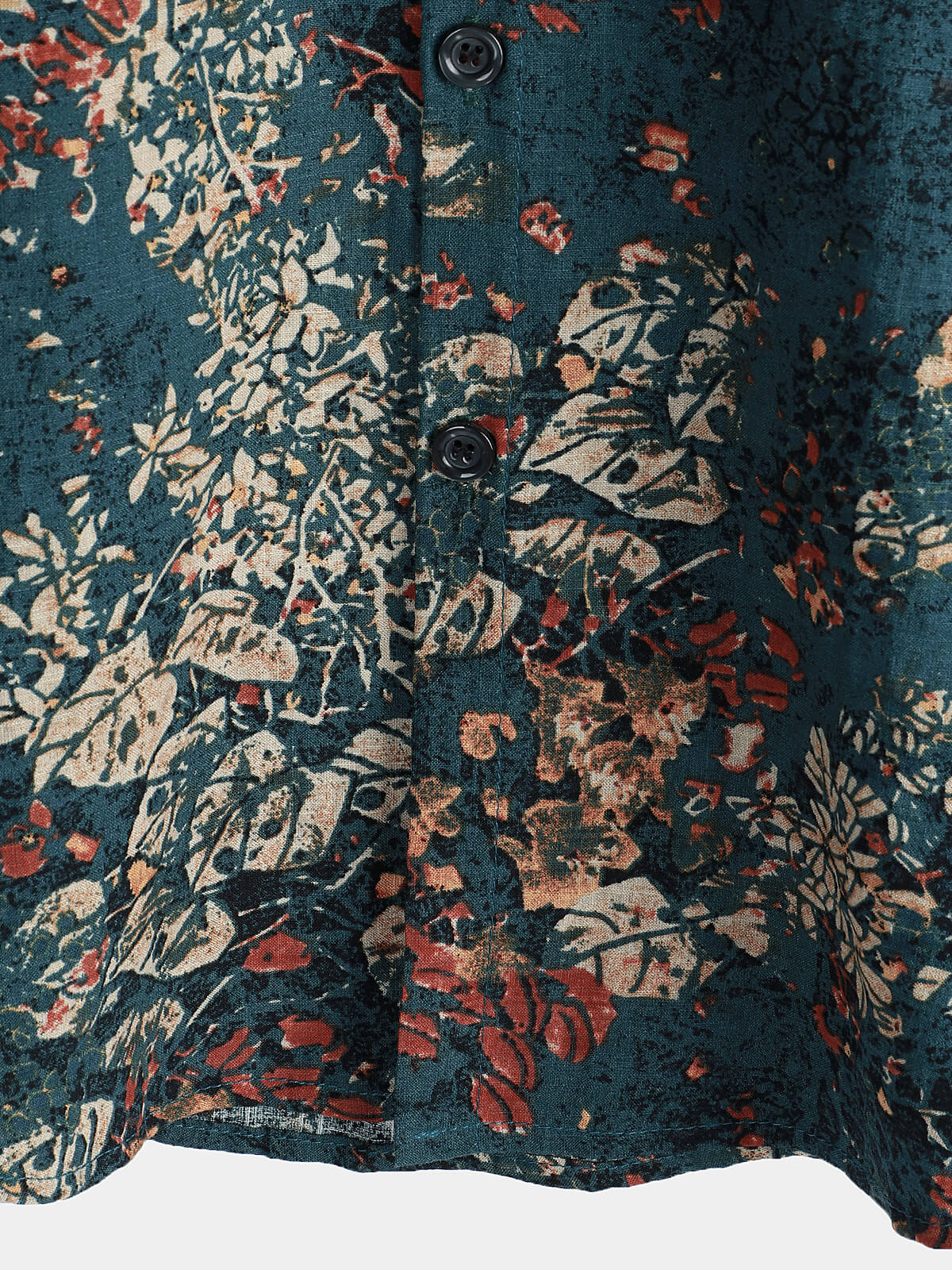 Camisa de manga corta con botones de algodón con estampado floral retro para hombre