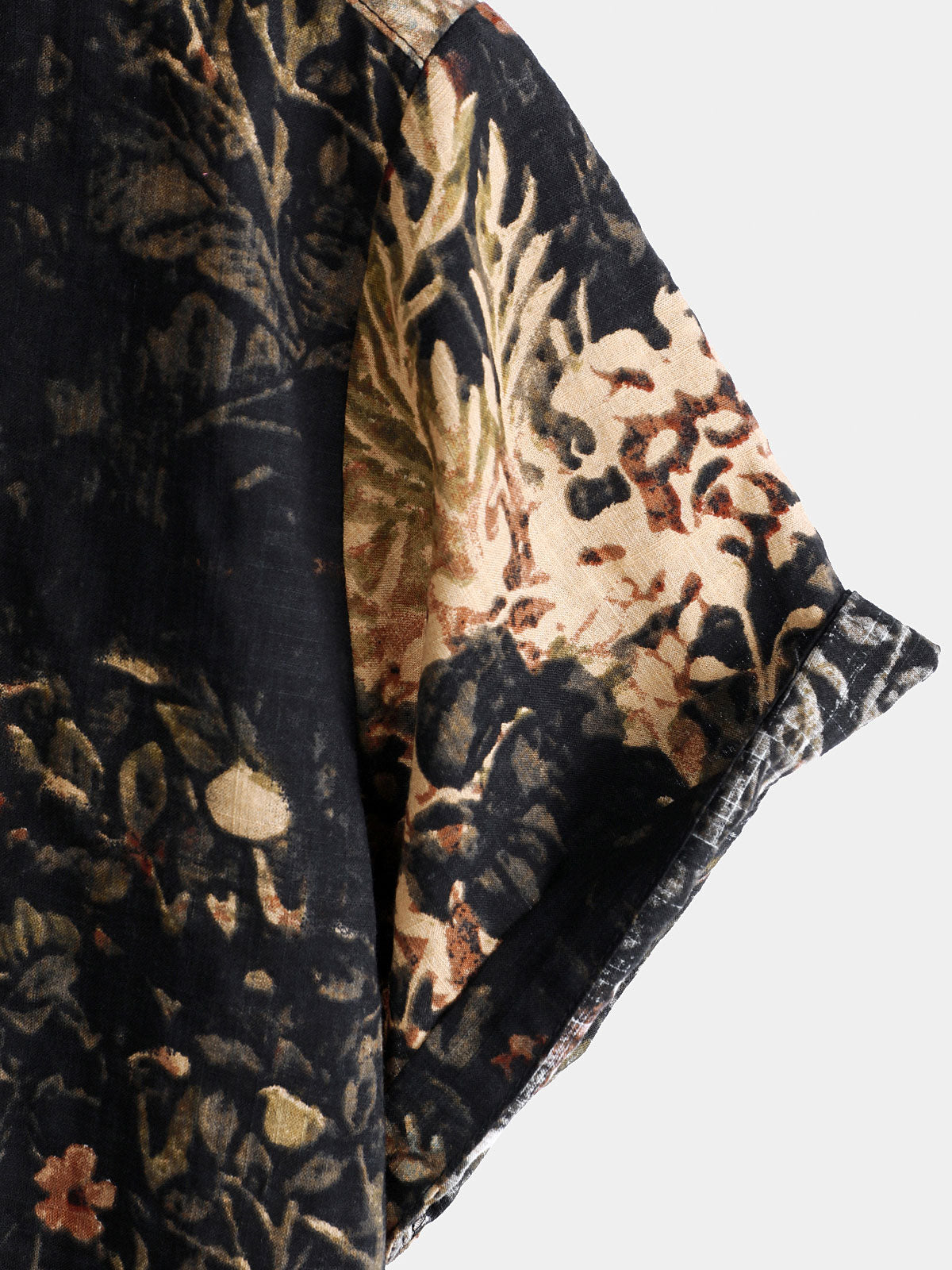 Camisa de manga corta abotonada para hombre con estampado vegetal retro