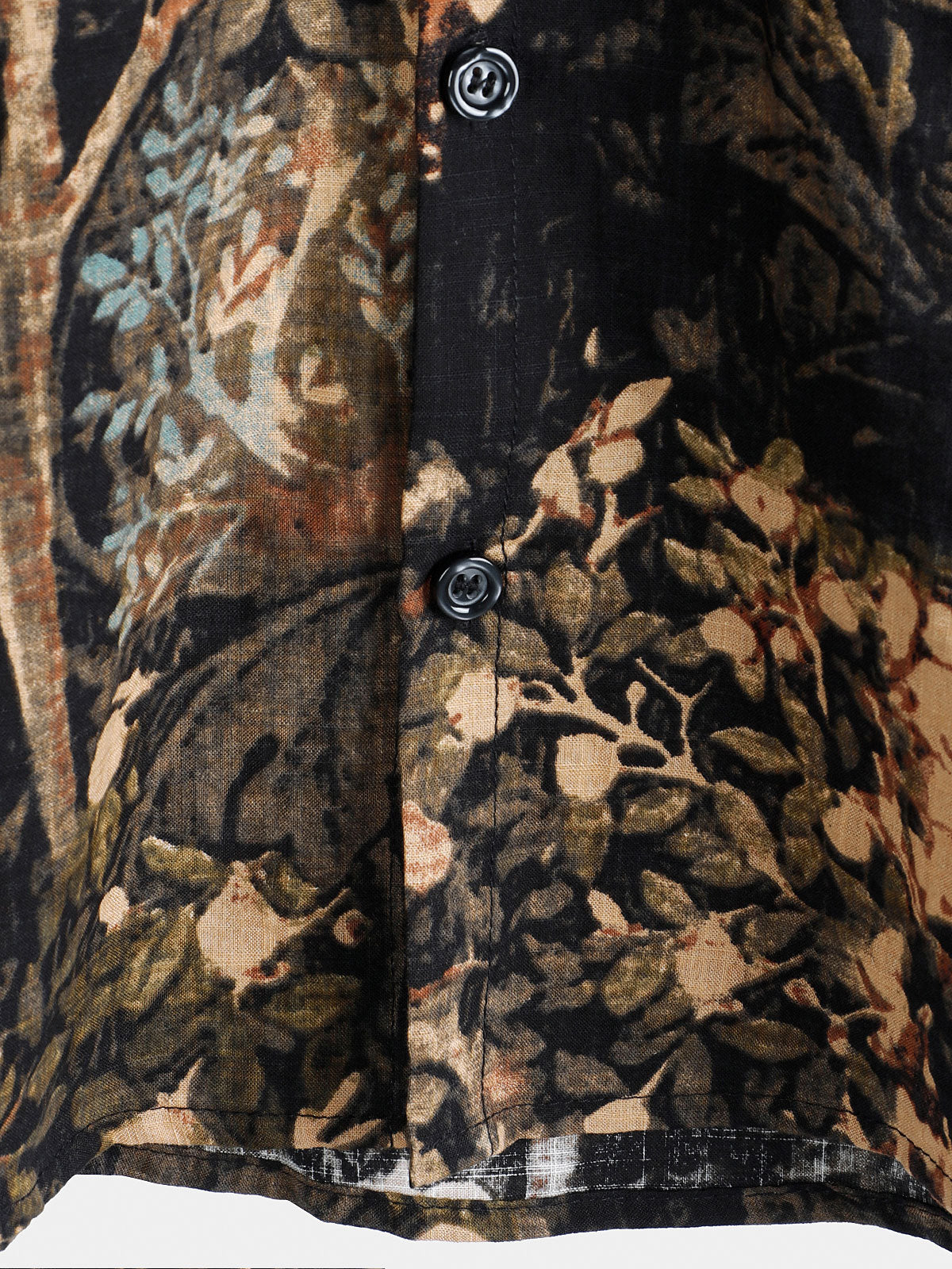 Camisa de manga corta abotonada para hombre con estampado vegetal retro