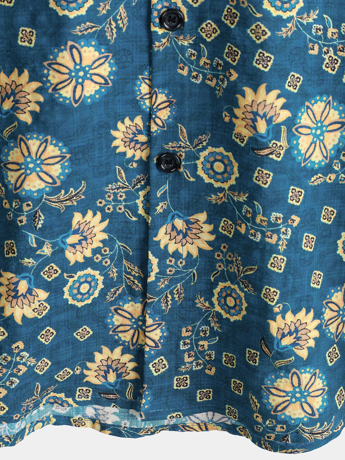 Camisa de playa de manga corta con bolsillo y estampado retro para hombre