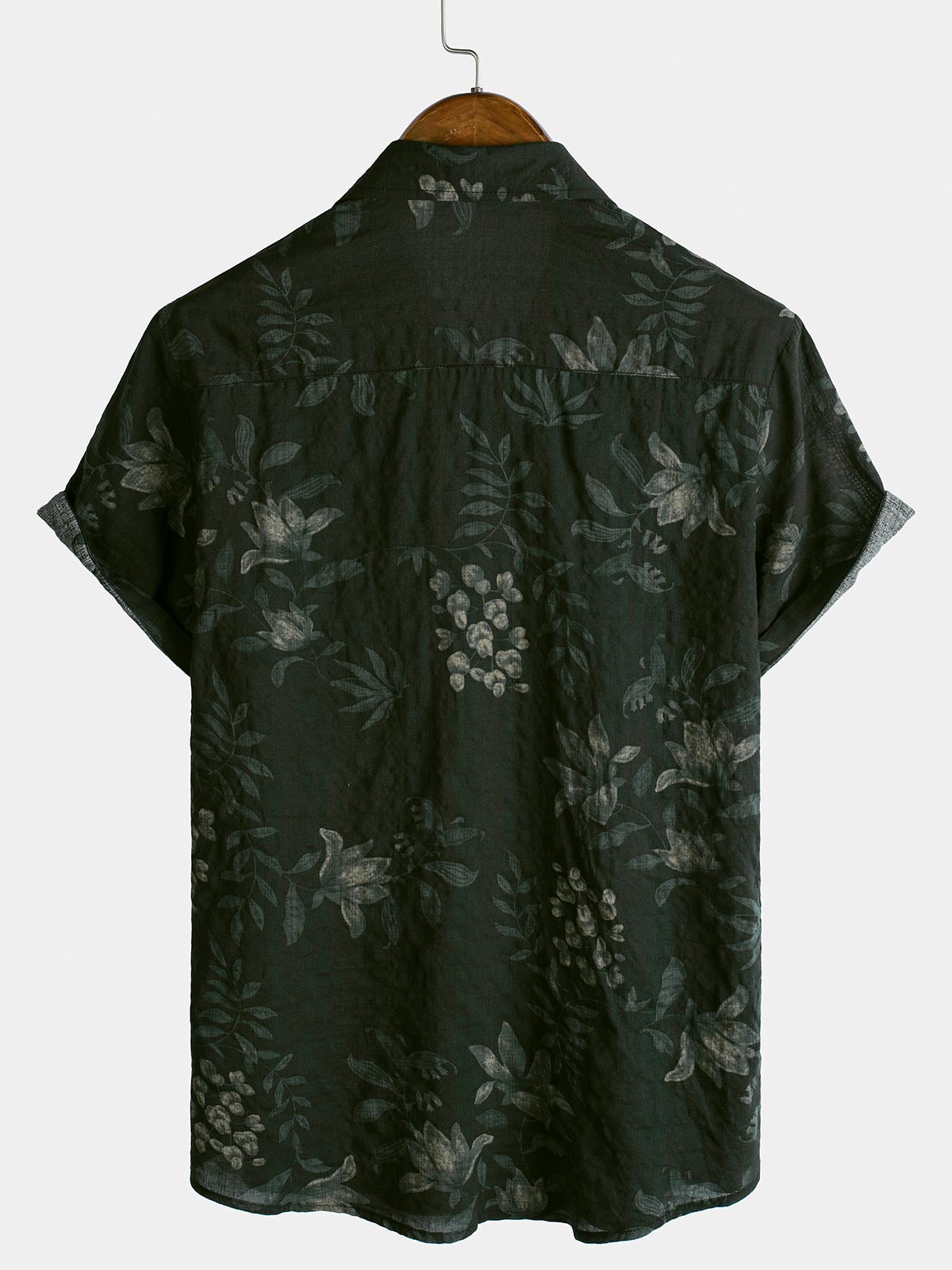Camisa de manga corta transpirable con estampado floral vintage para hombre
