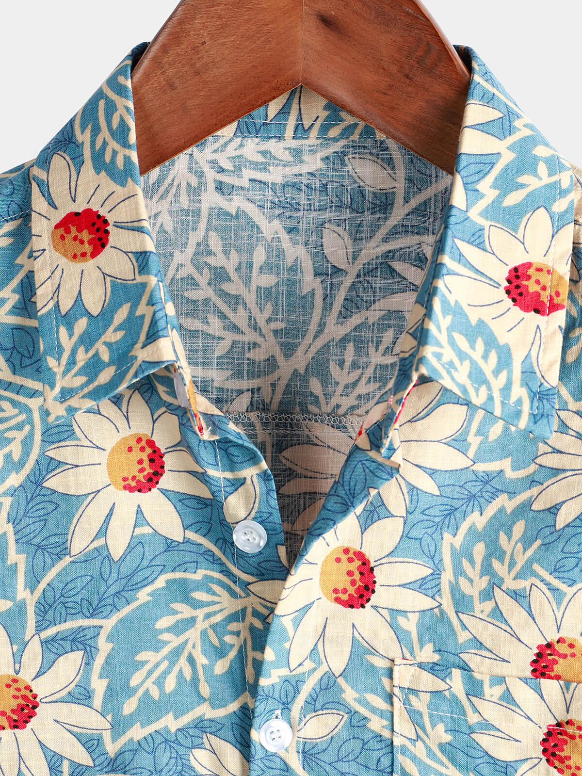 Camisa hawaiana retro de algodón con estampado floral para hombre