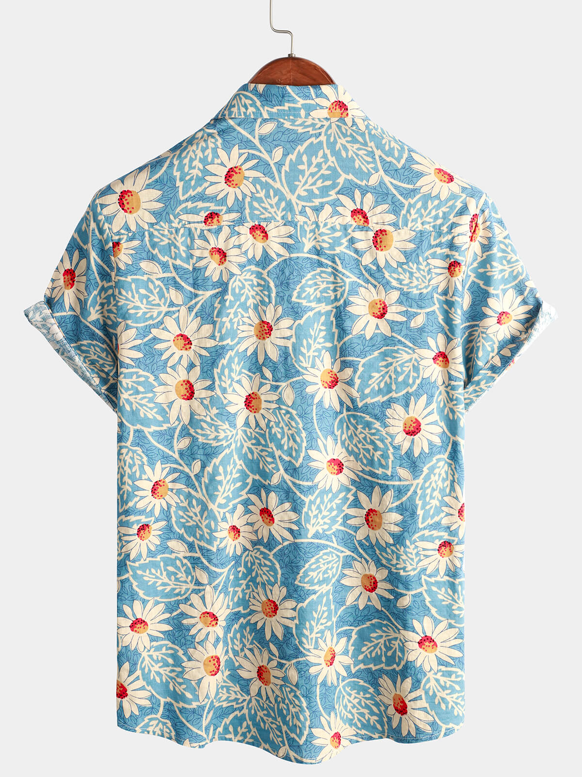 Camisa hawaiana retro de algodón con estampado floral para hombre