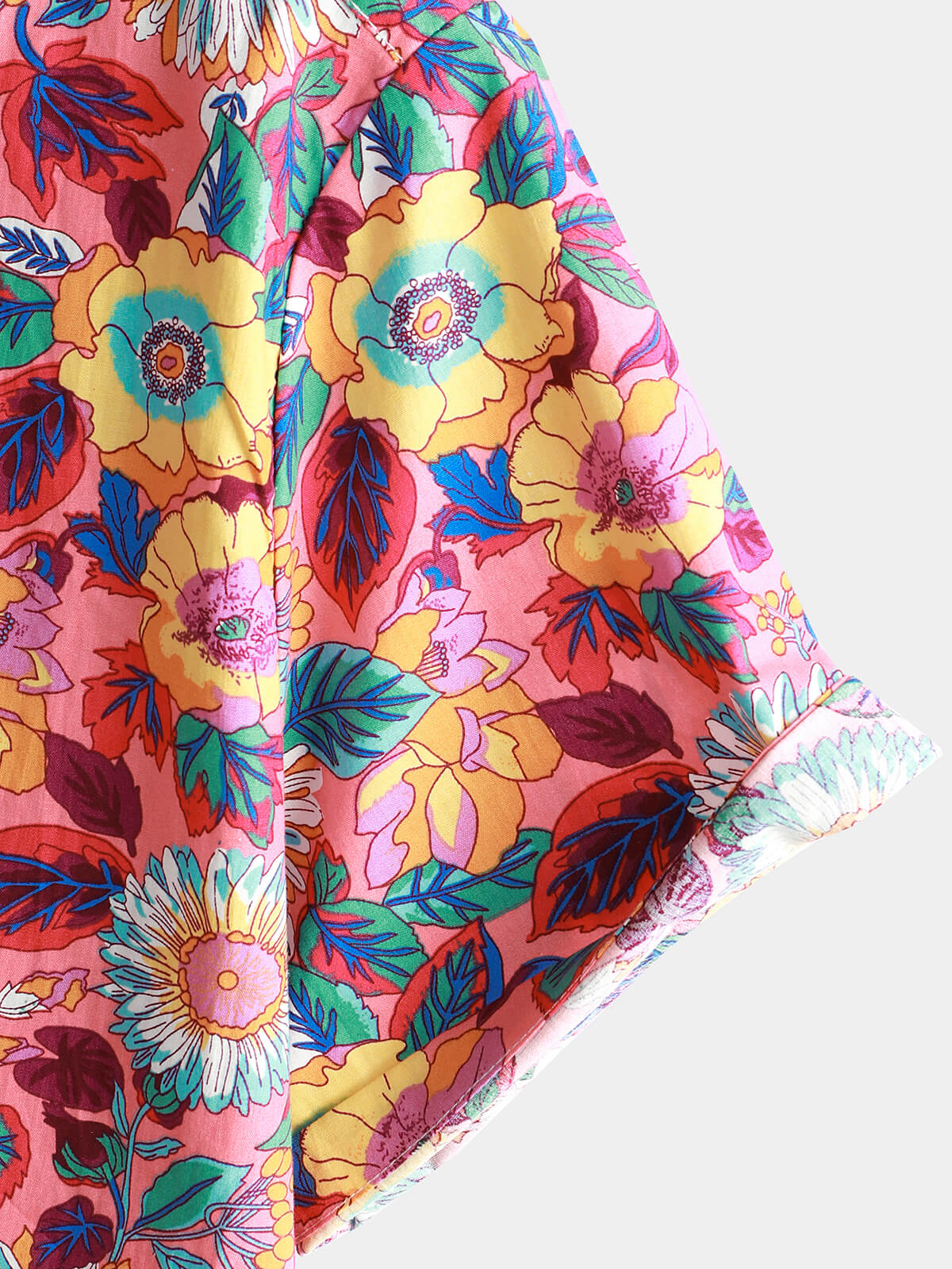 Camisa hawaiana de manga corta con botones, transpirable, 100 % algodón, con estampado floral de rosas para hombre