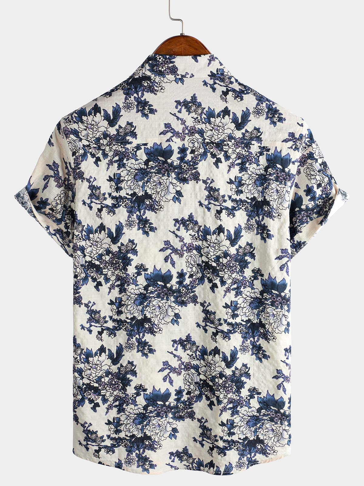 Camisa de manga corta con estampado floral retro para hombre