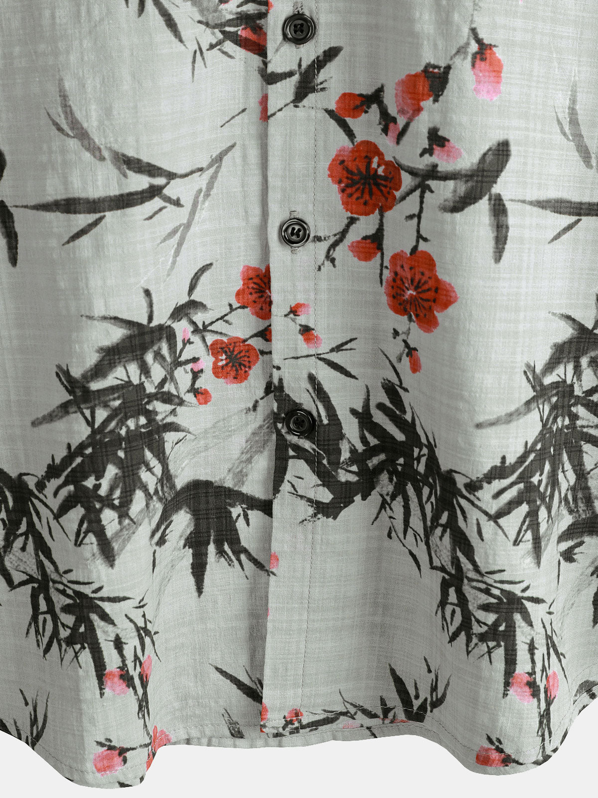 Camisa vintage de verano de manga corta con estampado floral rojo