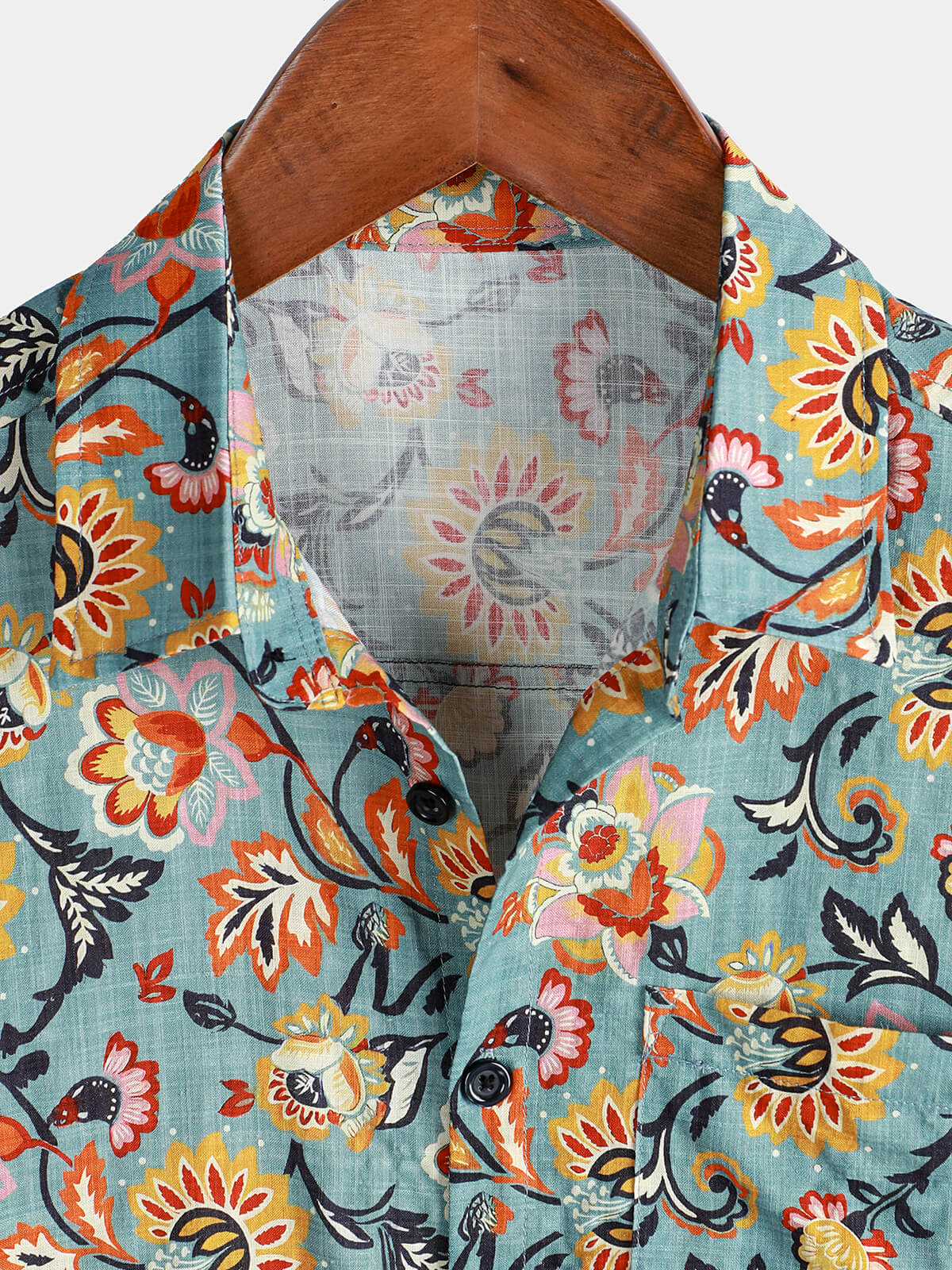 Camisa de manga corta con bolsillo y estampado paisley para hombre