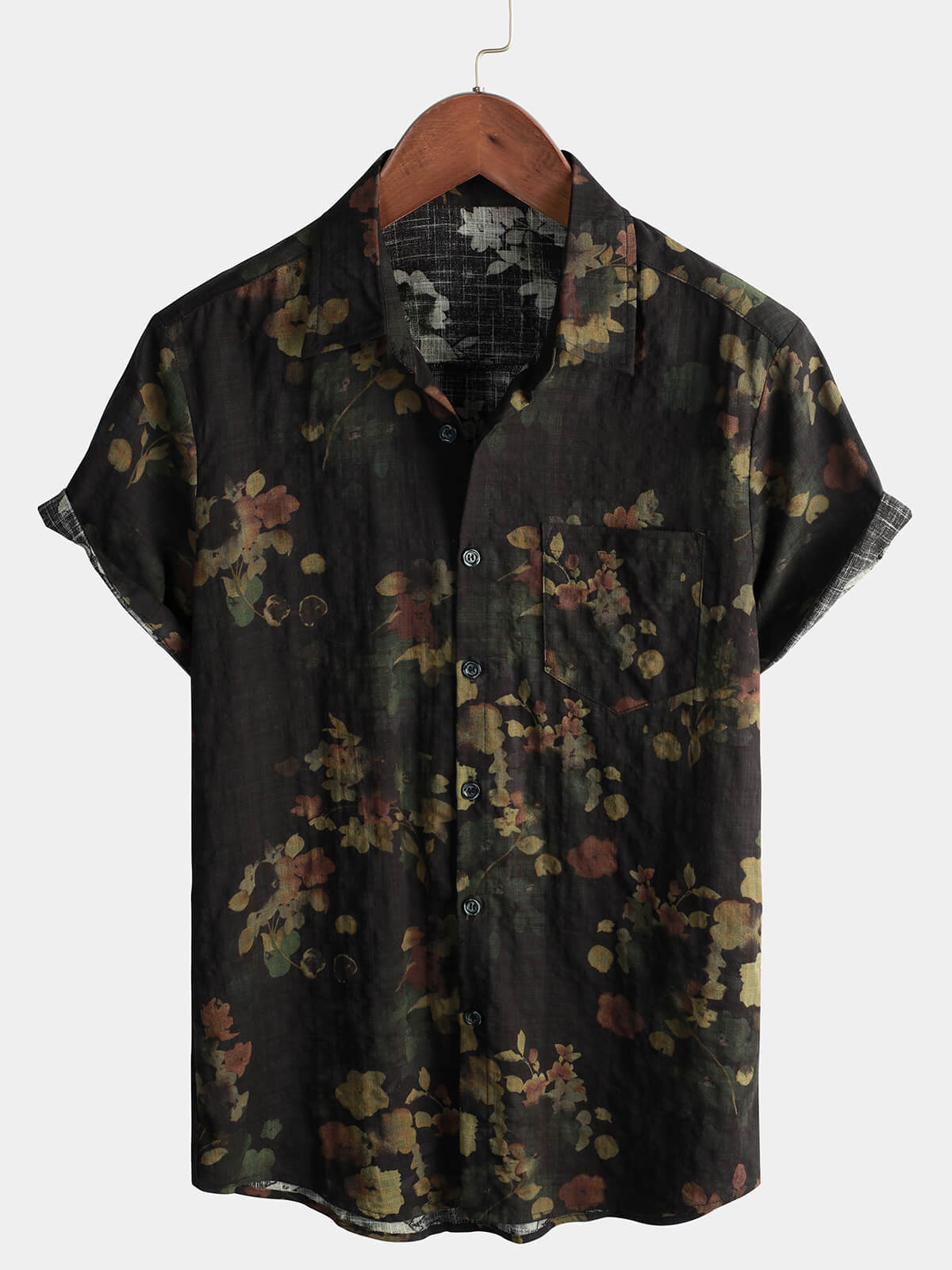 Camisa de playa informal de algodón de manga corta para hombre