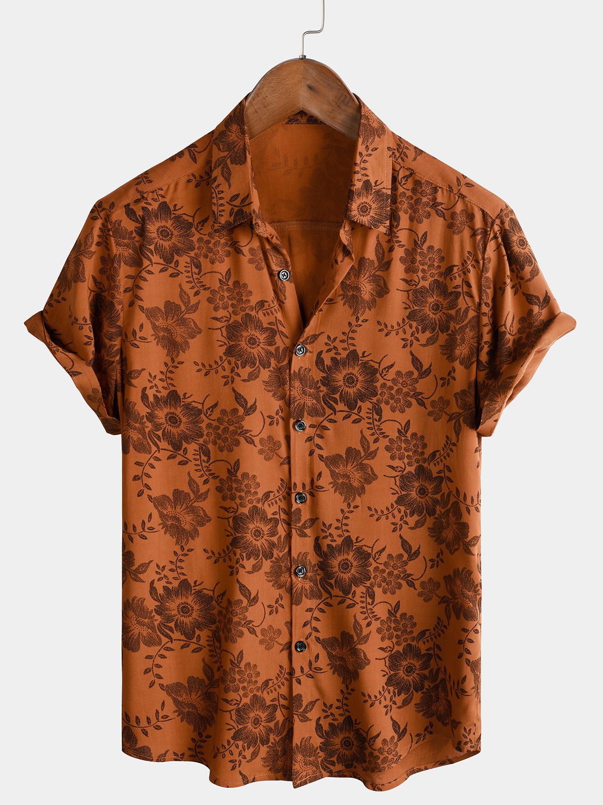 Lote de 3 | Camisa hawaiana retro de algodón con estampado floral para hombre