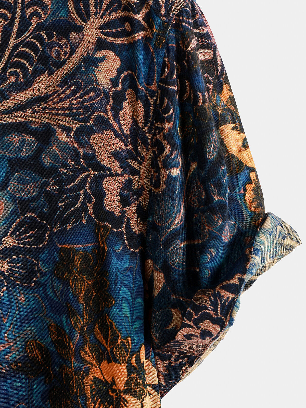 Camisa de manga corta estilo resort con estampado floral retro para hombre, 100 % rayón