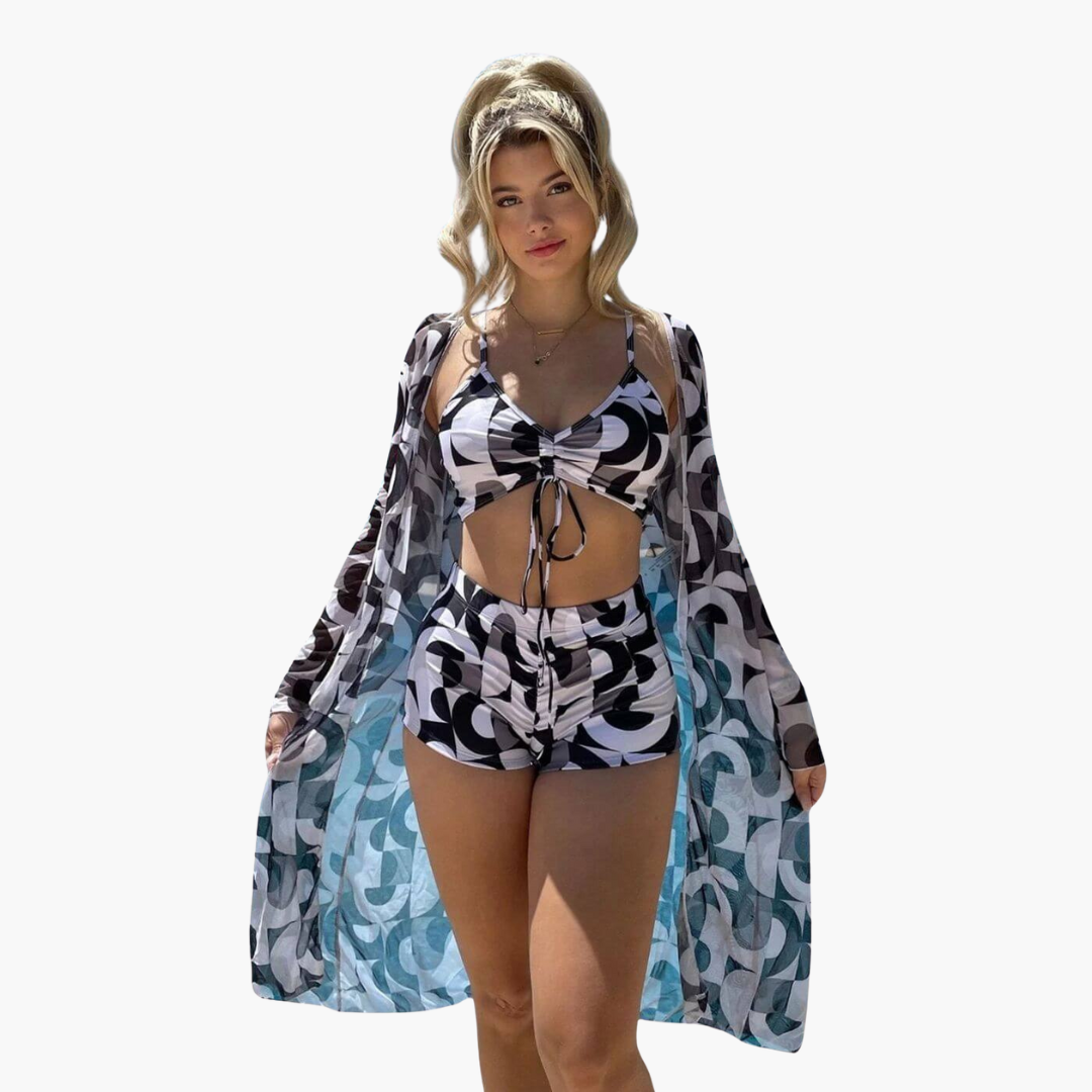 Lottus – Bikini de 3 piezas con estampado llamativo