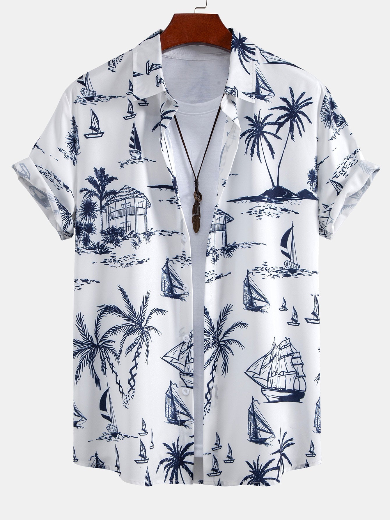 Camisa de Botón y Pantalones Cortos de Baño Island Sailing