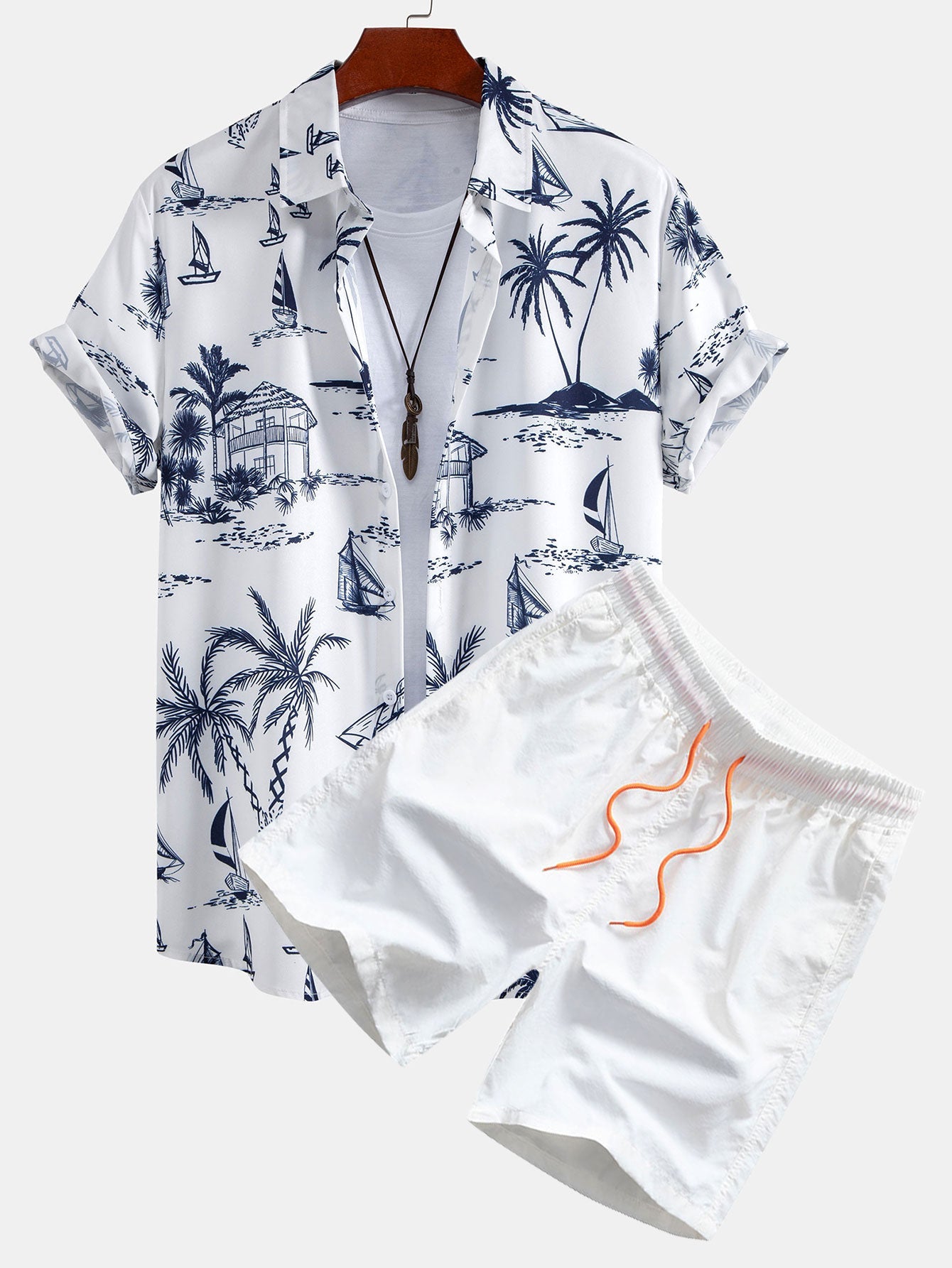 Camisa de Botón y Pantalones Cortos de Baño Island Sailing