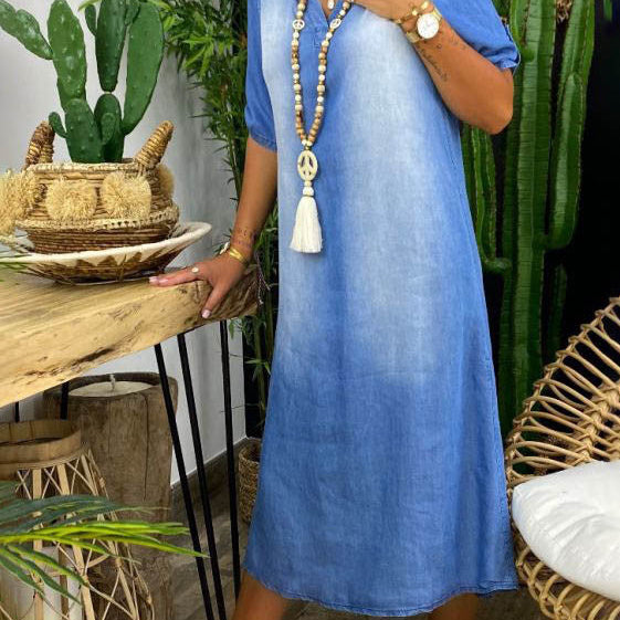 Inea – Vestido denim con cuello en V