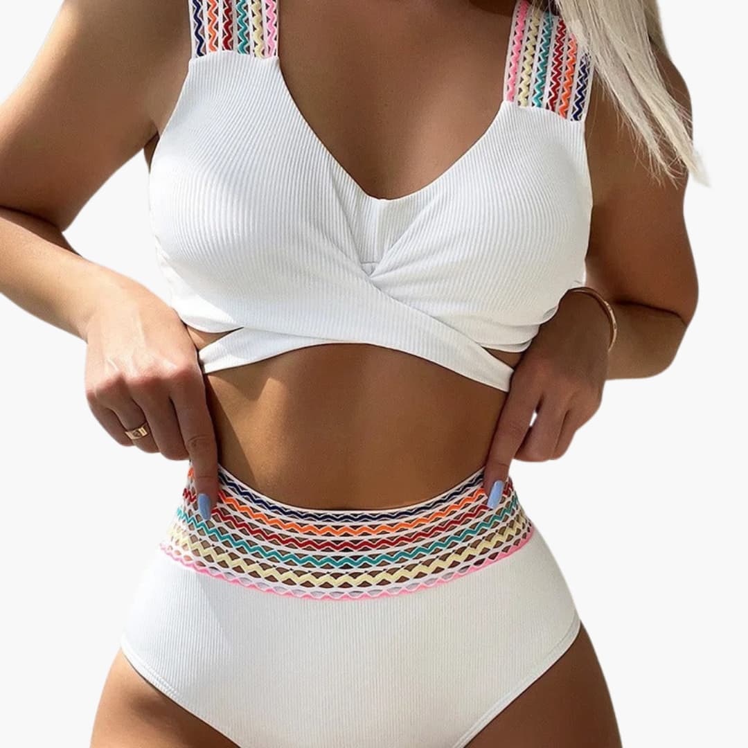 Amara – Bikini deportivo de talle alto con textura acanalada