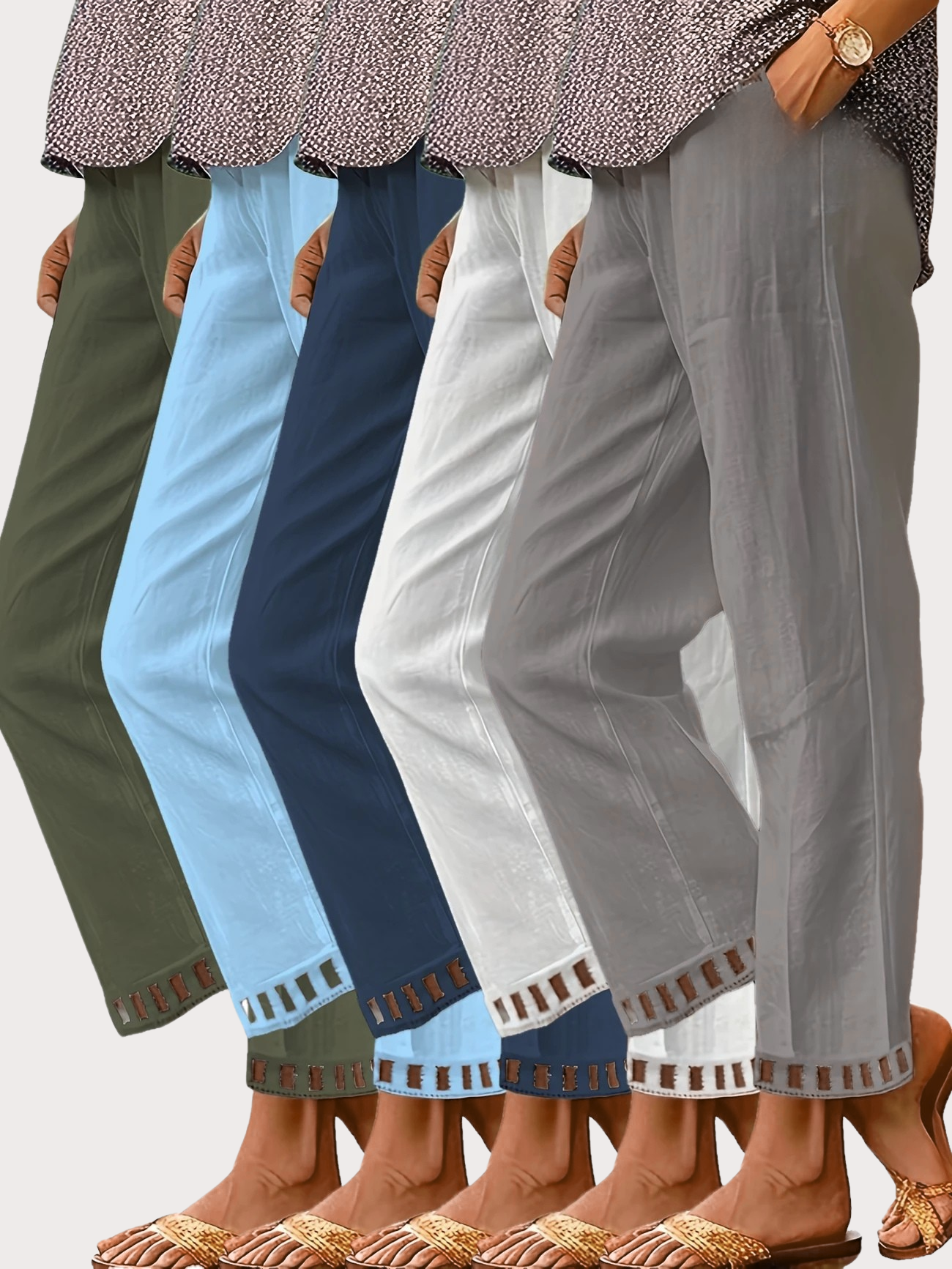 Clara – Pantalones Cropped con Ribete en Contraste