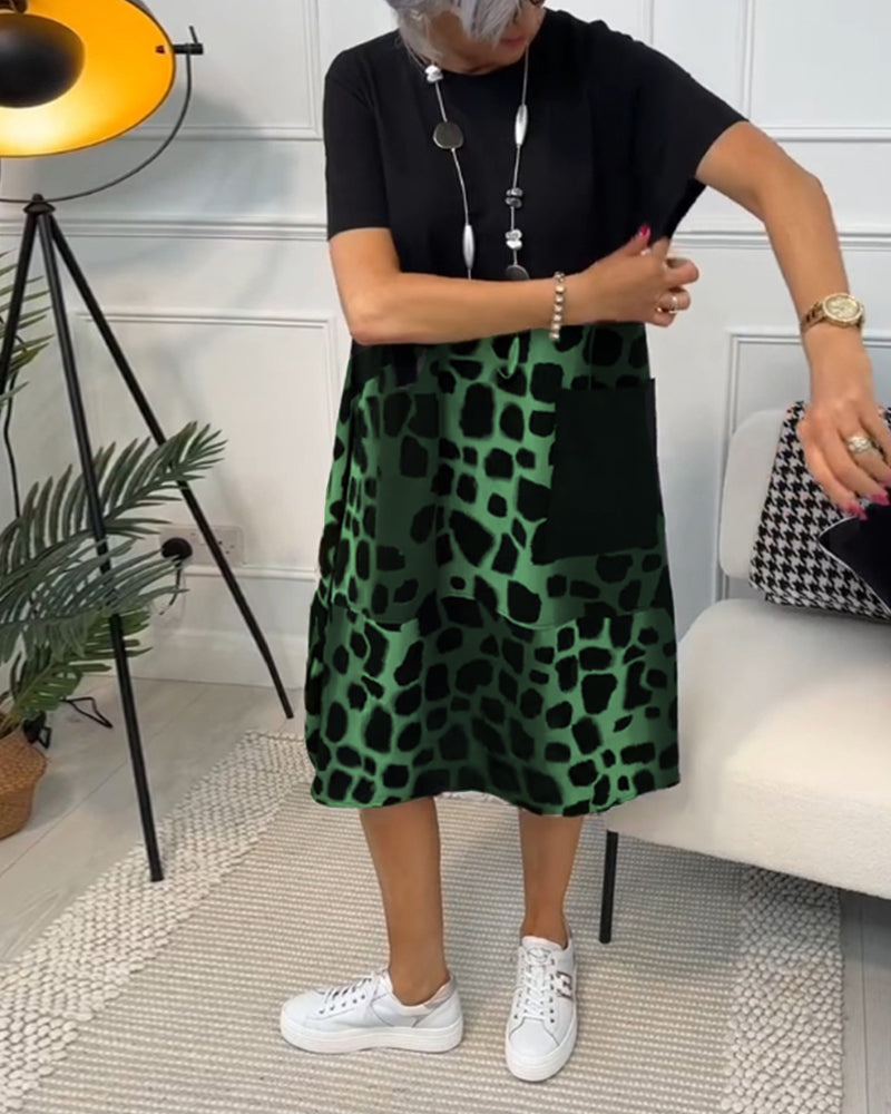 Mila – Vestido estampado de cuello redondo