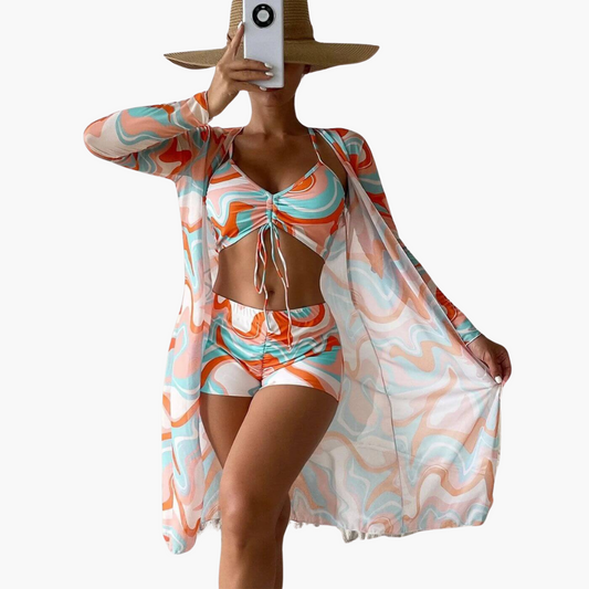 Lottus – Bikini de 3 piezas con estampado llamativo