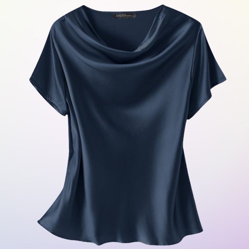 Alma – Blusa de Manga Corta con Cuello Drapeado