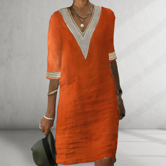 Deborah – Vestido de Verano de Algodón y Lino para Mujer