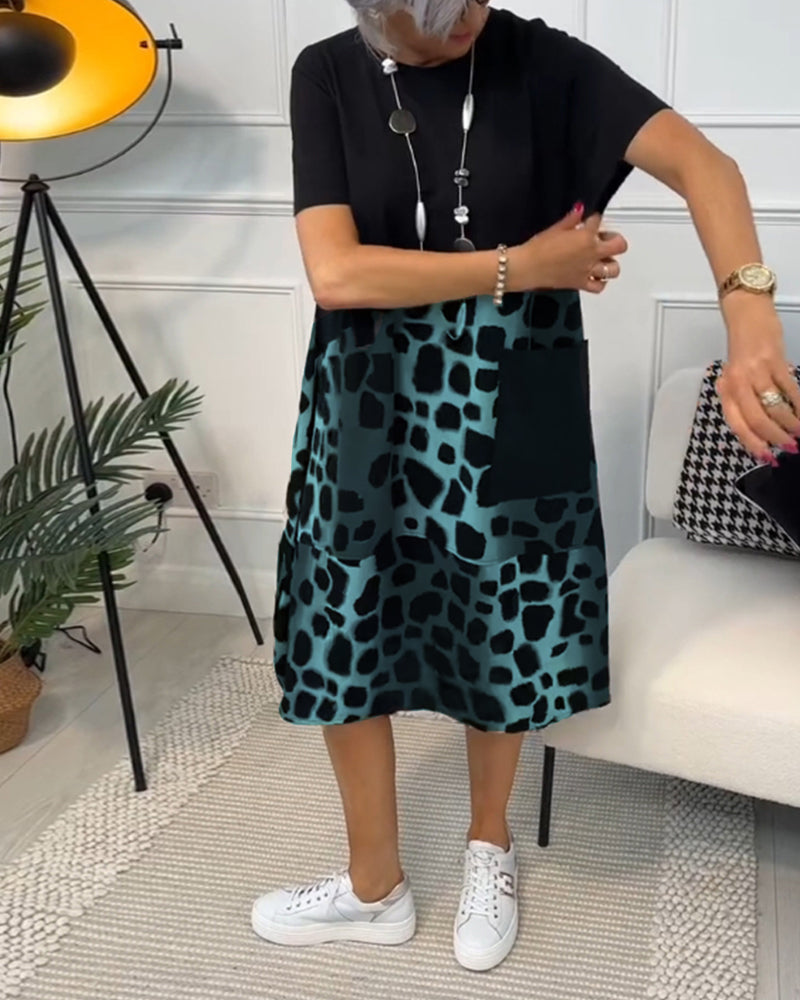 Mila – Vestido estampado de cuello redondo