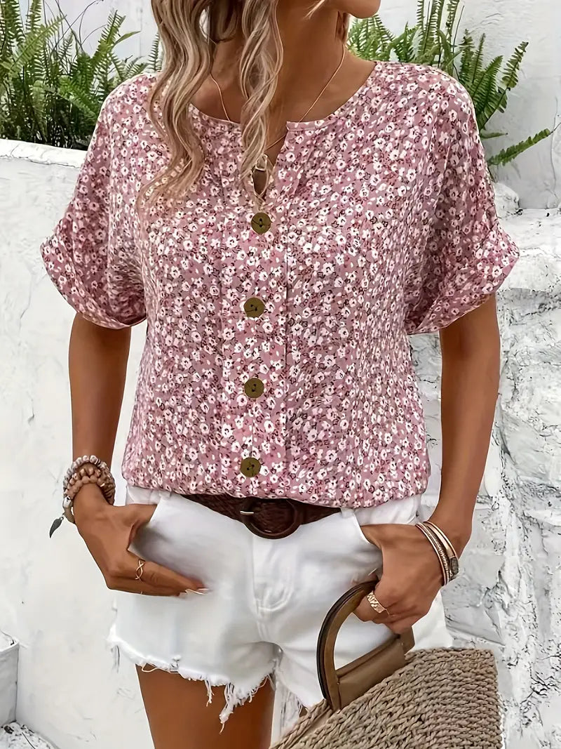 Charis – Blusa floral abotonada