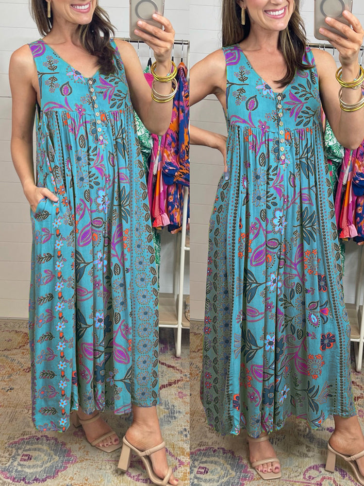 Vintage Floral – Mono sin mangas con estampado floral