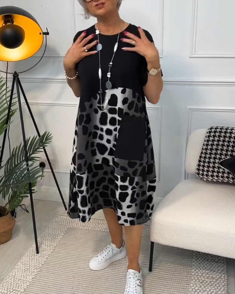 Mila – Vestido estampado de cuello redondo