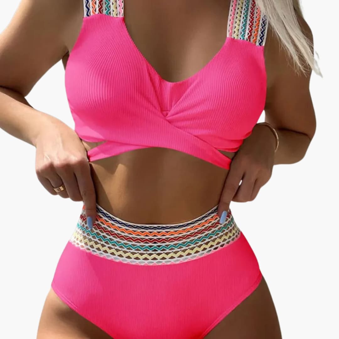 Amara – Bikini deportivo de talle alto con textura acanalada