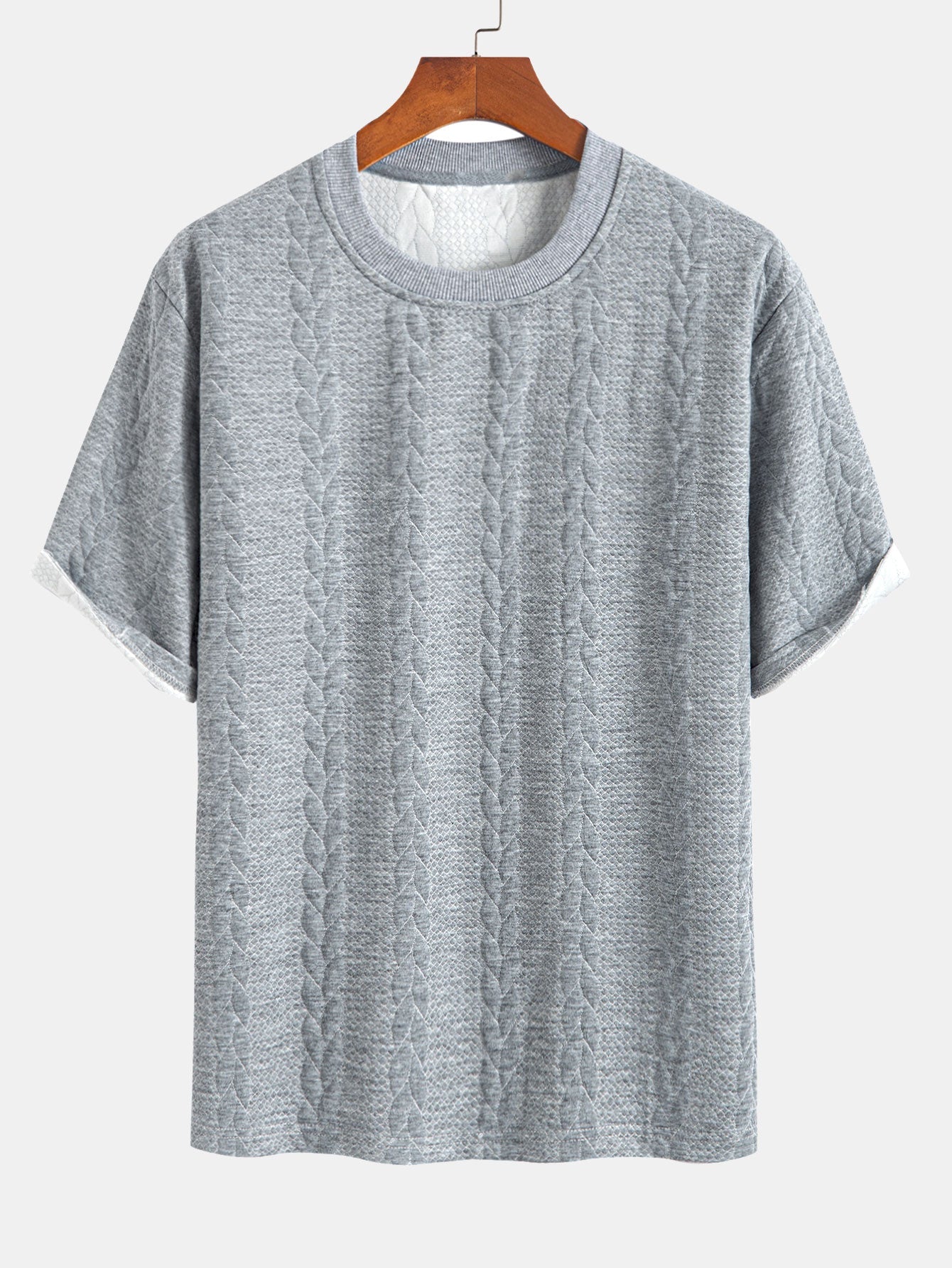 Camiseta y pantalones cortos de jacquard retorcido de manga media de corte relajado