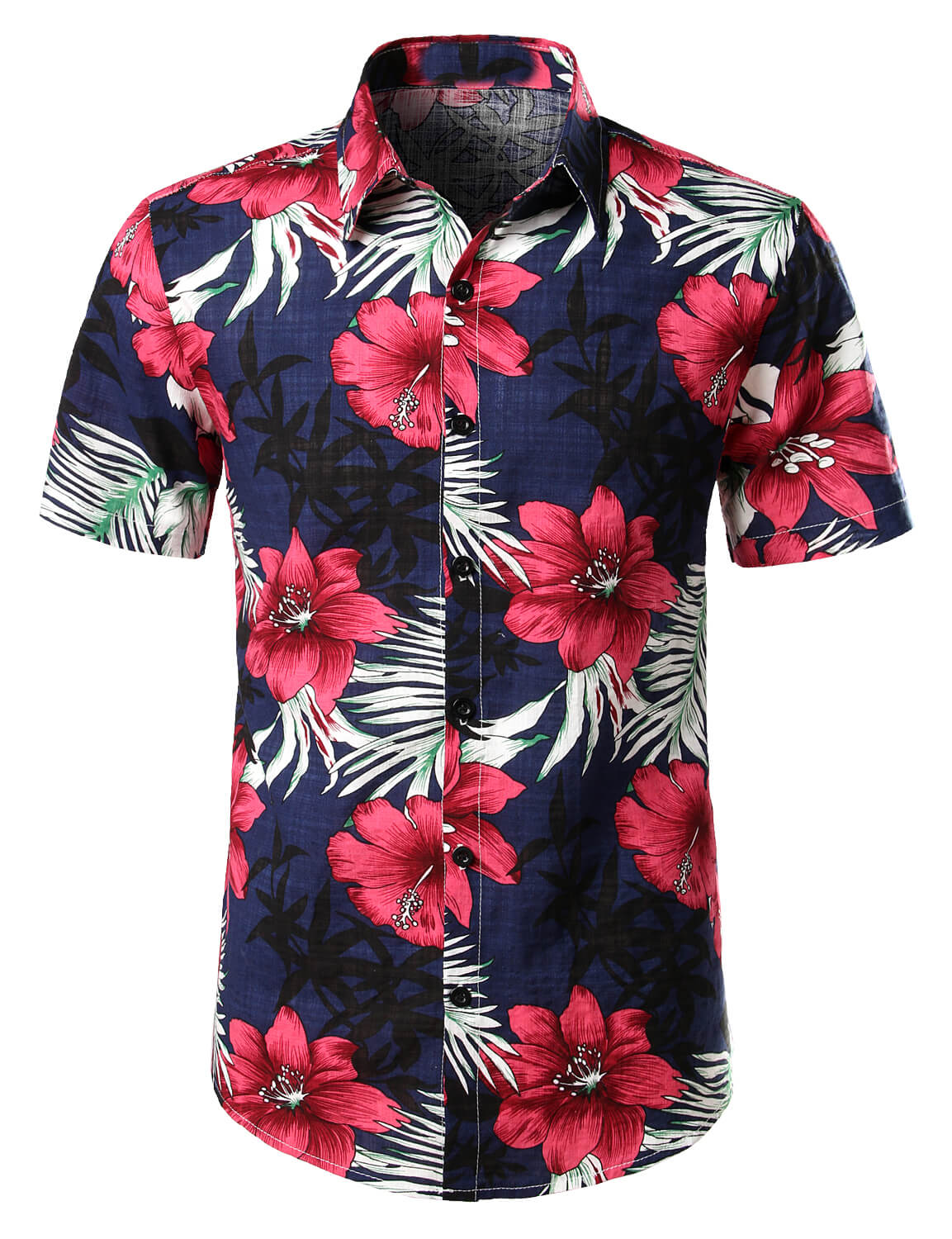 Camisa de algodón puro para hombre con estampado festivo hawaiano.