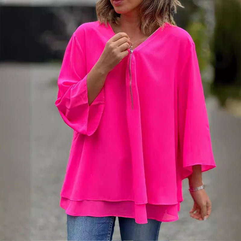 Lorelai – Blusa de Gasa con Cremallera