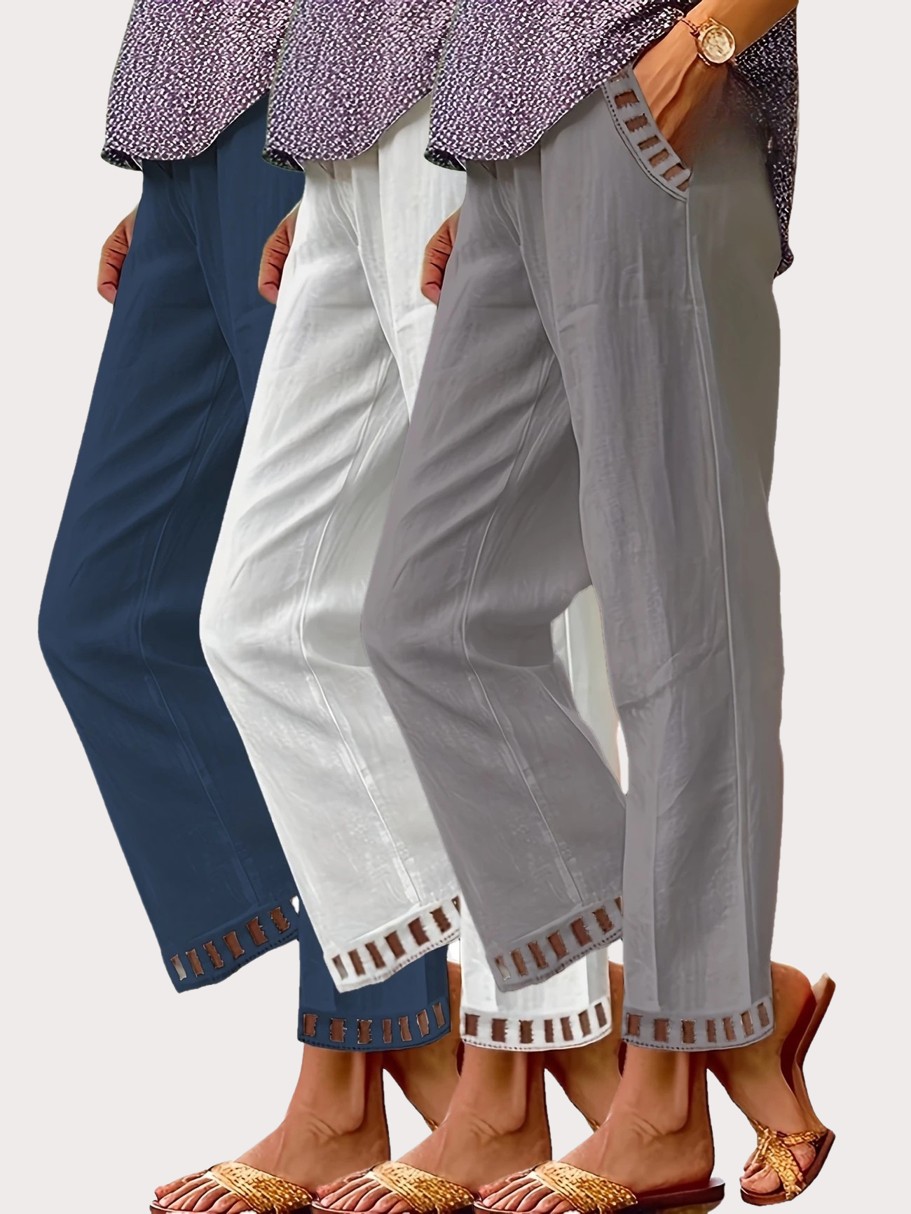 Clara – Pantalones Cropped con Ribete en Contraste