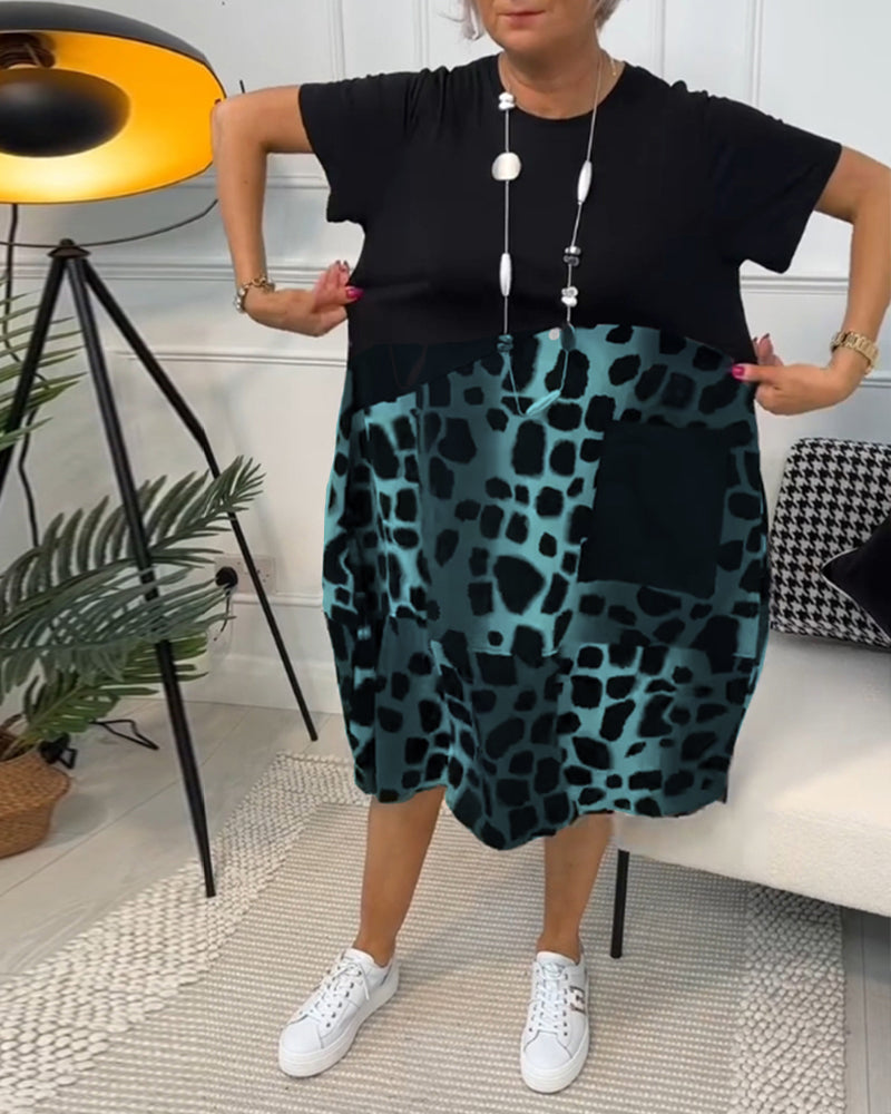 Mila – Vestido estampado de cuello redondo