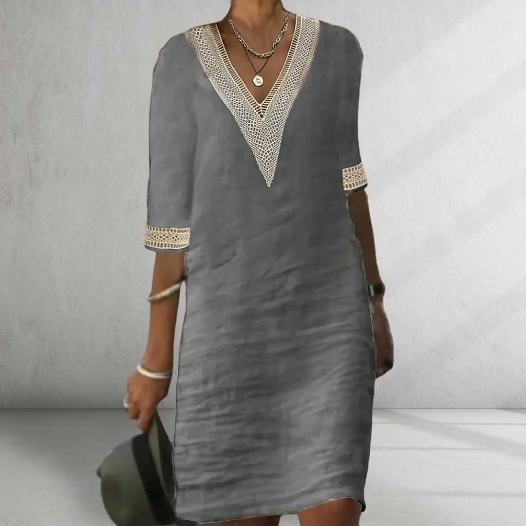 Deborah – Vestido de Verano de Algodón y Lino para Mujer