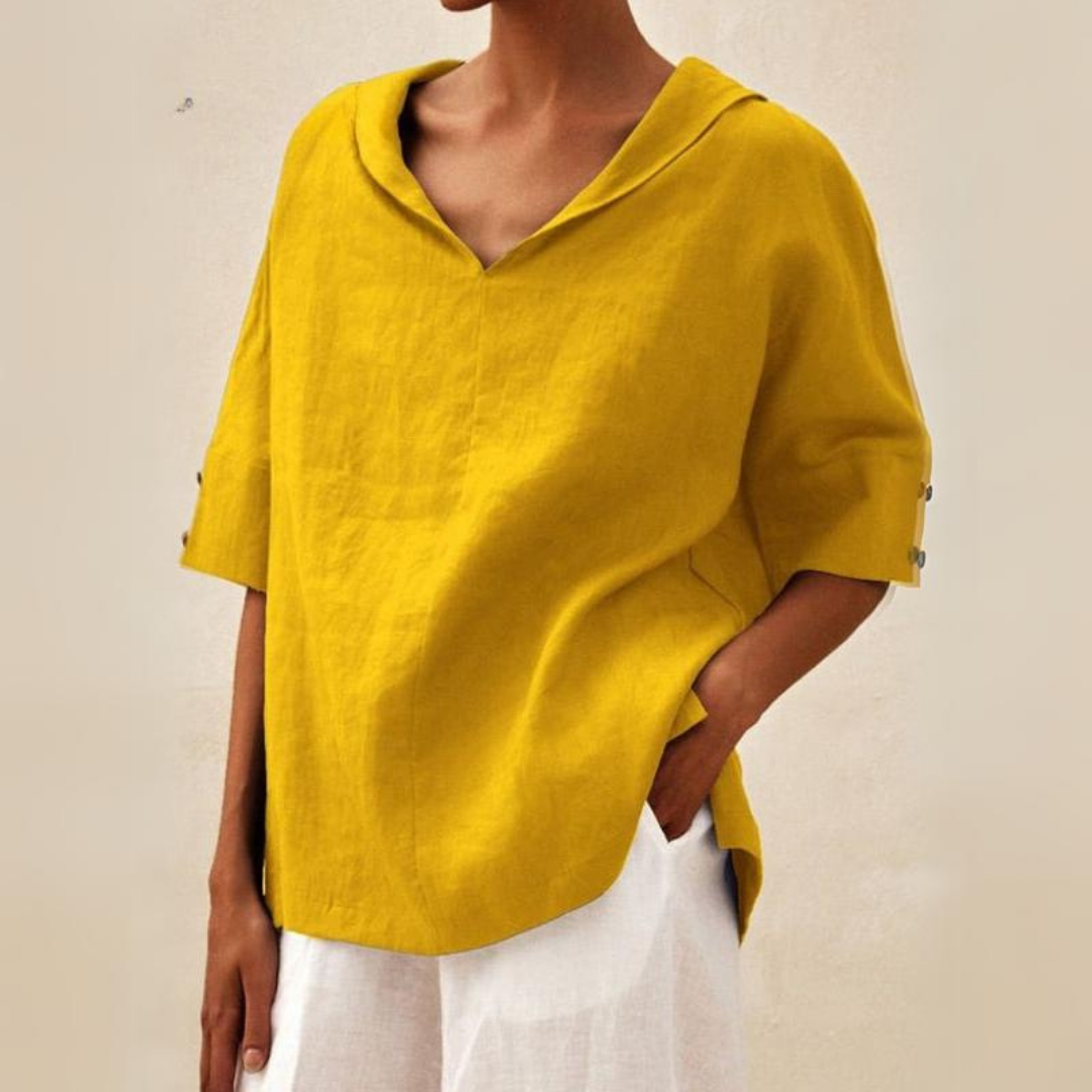 Jamilla – Camisa de lino con escote en V