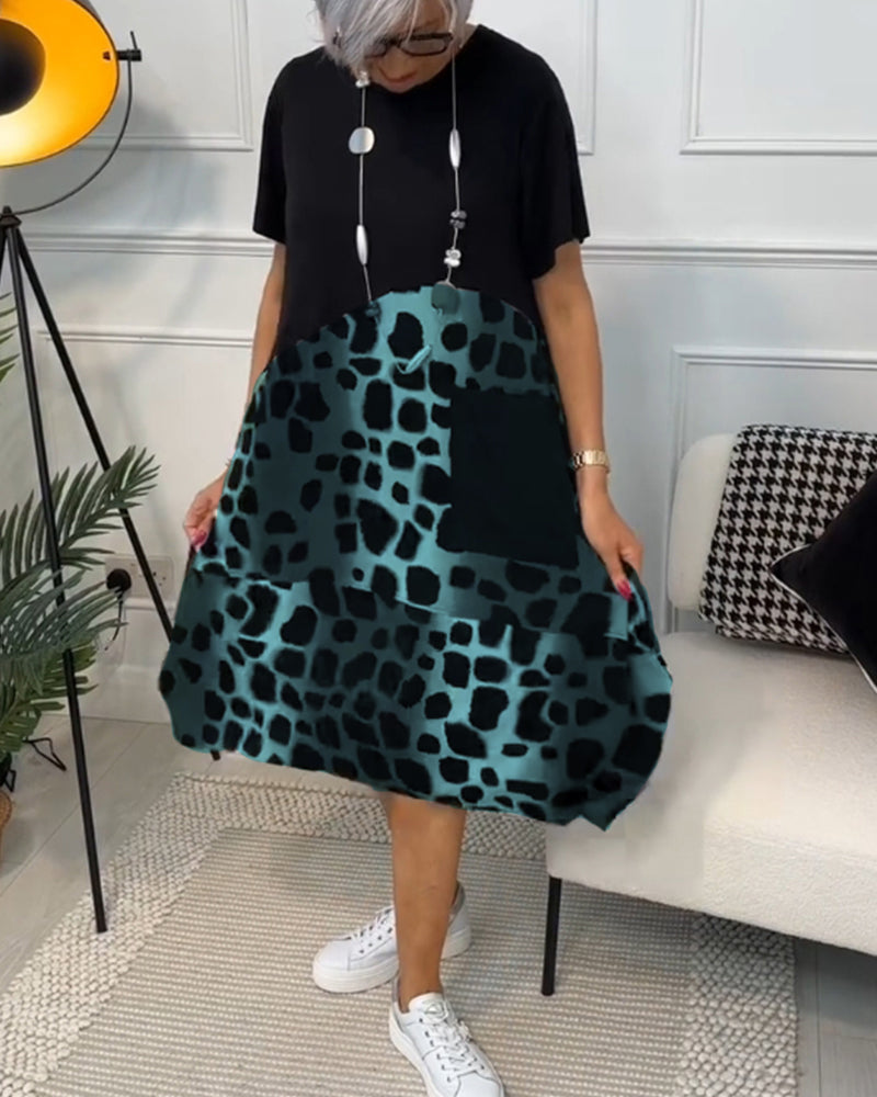 Mila – Vestido estampado de cuello redondo