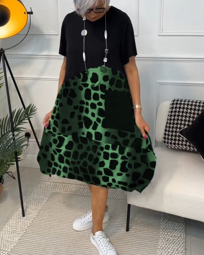 Mila – Vestido estampado de cuello redondo