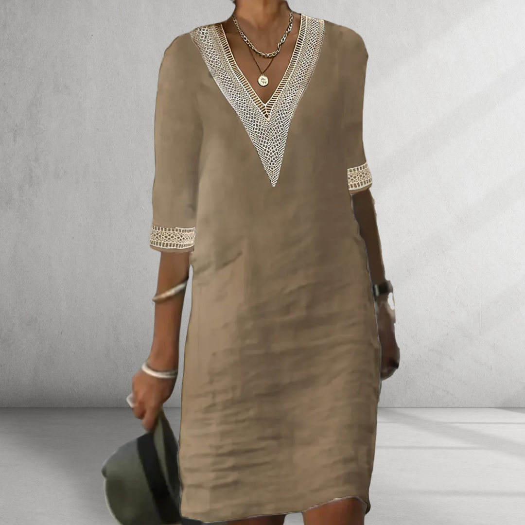 Deborah – Vestido de Verano de Algodón y Lino para Mujer