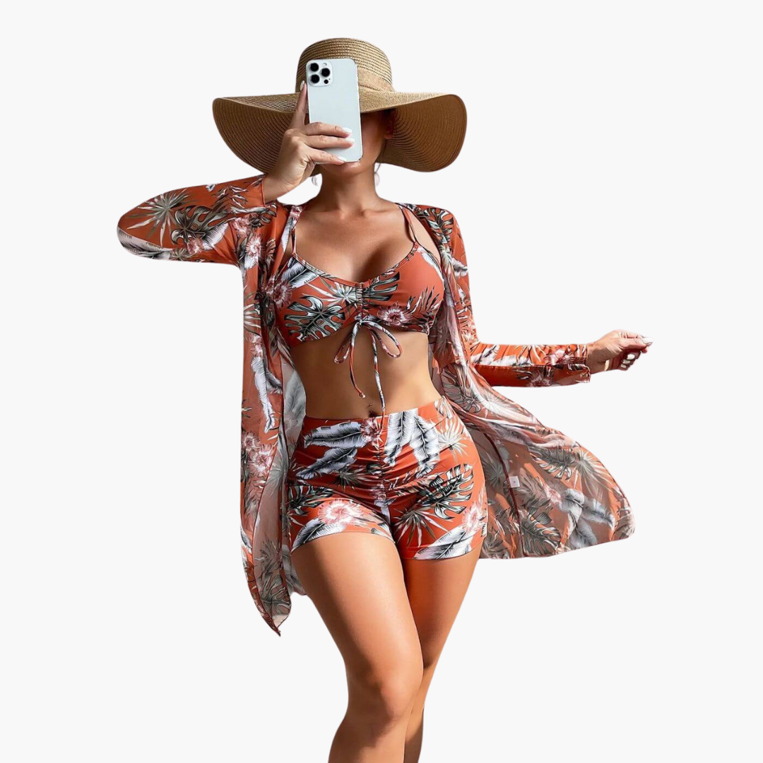 Lottus – Bikini de 3 piezas con estampado llamativo