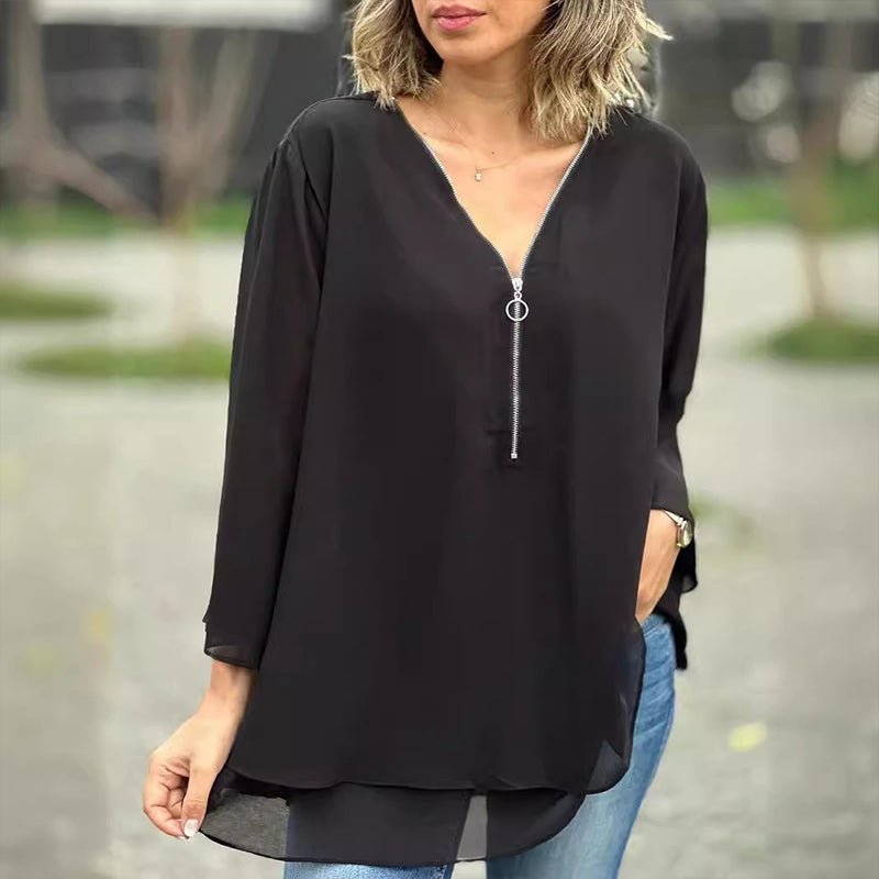 Lorelai – Blusa de Gasa con Cremallera
