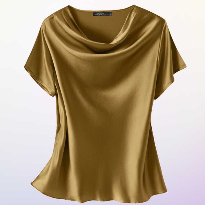 Alma – Blusa de Manga Corta con Cuello Drapeado
